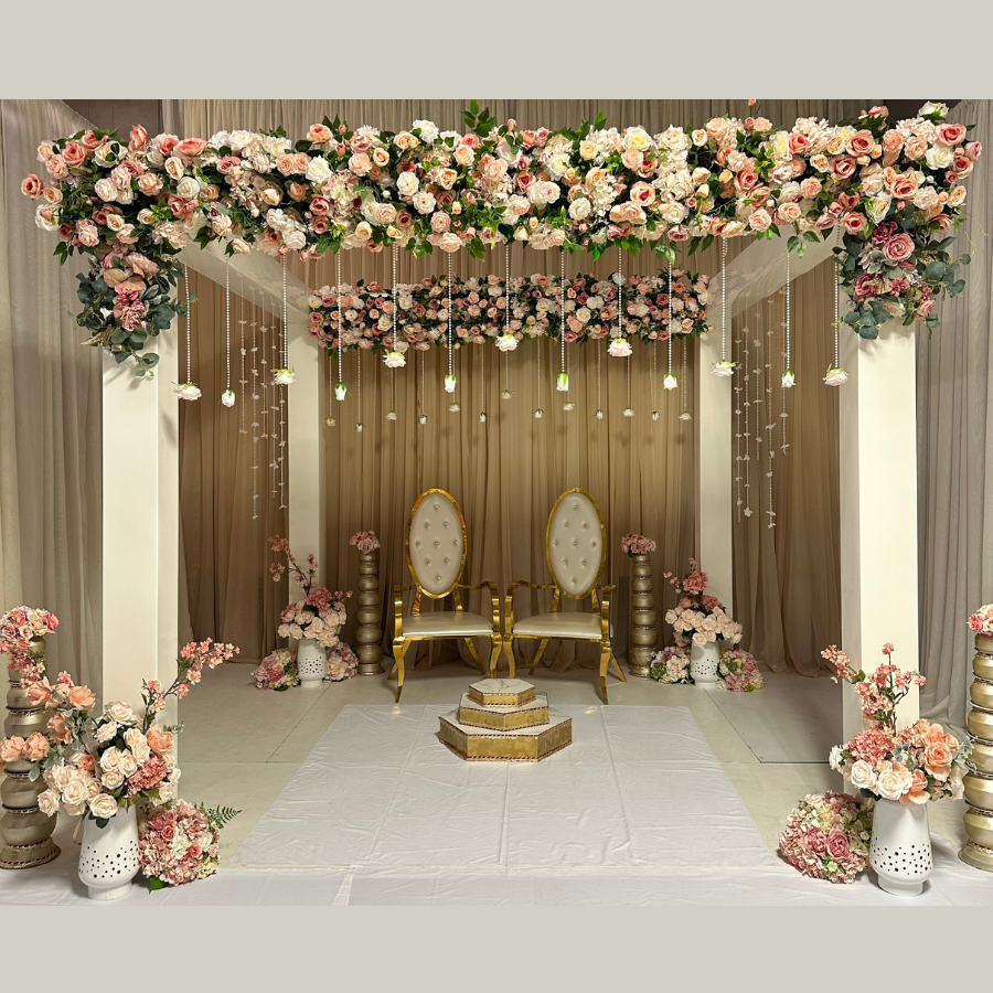 Modern White Mandap with Florals